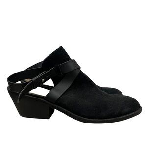 Splendid Black Suede Leather Slingback Open Back Ankle Booties 10